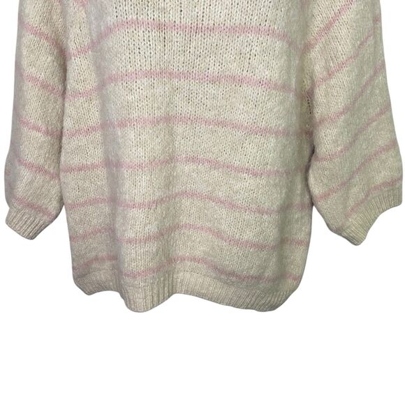 Nina Kendosa Paris Sweater Womens OS 3/4 Sleeve Wool Blend Preppy Boxy Striped - Picture 8 of 9